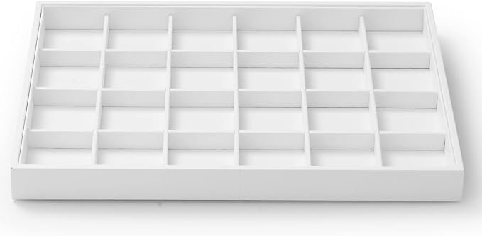Oirlv Premium White Leather Stackable Jewelry Tray 24 Grid Jewelry Drawer by Oirlv