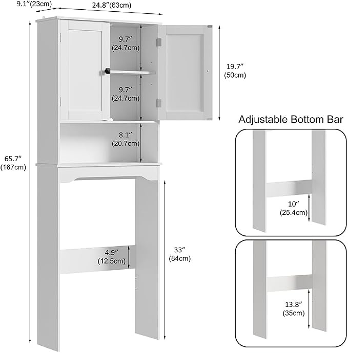 RRX Over The Toilet Storage Cabinet, Bathroom Above Organizer | Free Standing - Image 2