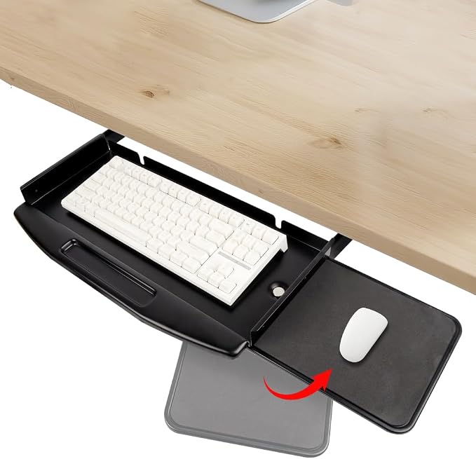 Under Desk Mounted Keyboard Tray Steel Slide by Unknown
