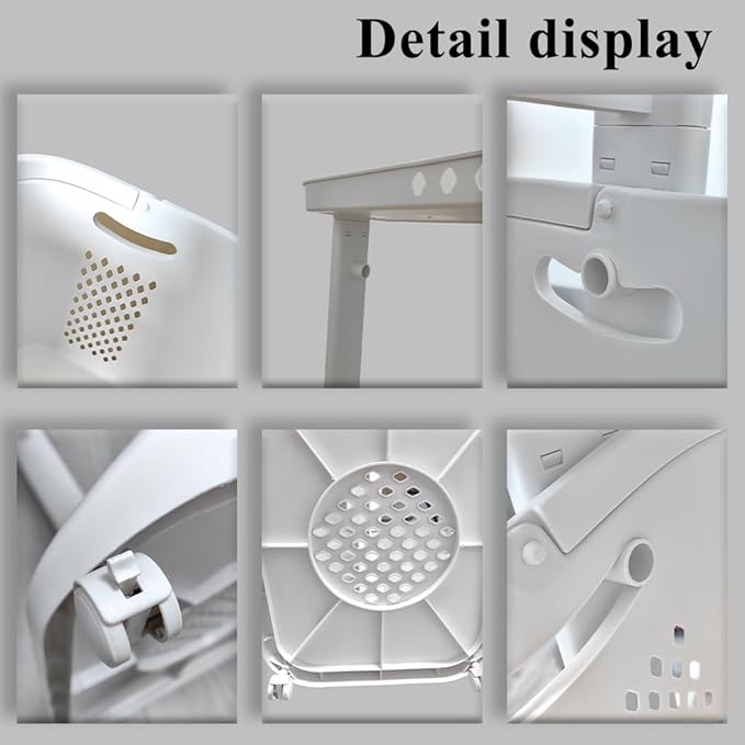Laundry Basket with Wheels Plastic, 2 Tier, 40L+32L Large Capacity, Storage - Image 2