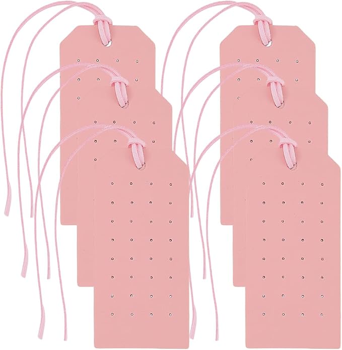 6Pcs Pink Portable Leather Earring Holders Pierced Stud Display Card Organizer - Image 7