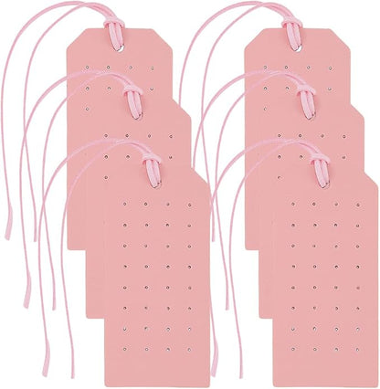 6Pcs Pink Portable Leather Earring Holders Pierced Stud Display Card Organizer - Image 7