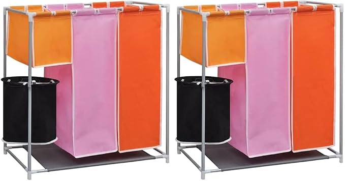 3-Section Laundry Sorter Hamper Set, Heavy Duty Iron Frame Laundry Organizer by Unknown