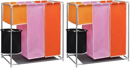 3-Section Laundry Sorter Hamper Set, Heavy Duty Iron Frame Laundry Organizer by Unknown