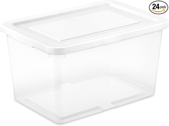 Sterilite Storage Box, Stackable Clear Plastic Bins, 20 Quart, and Office by Sterilite