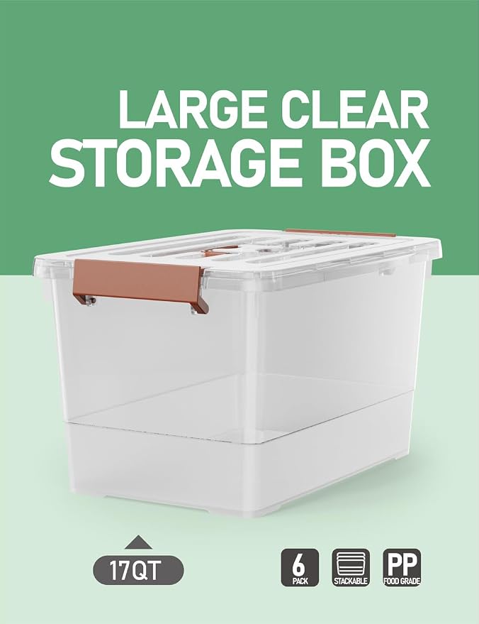 WYT 6 Pack 17qt Clear Plastic Storage Bin - Image 4