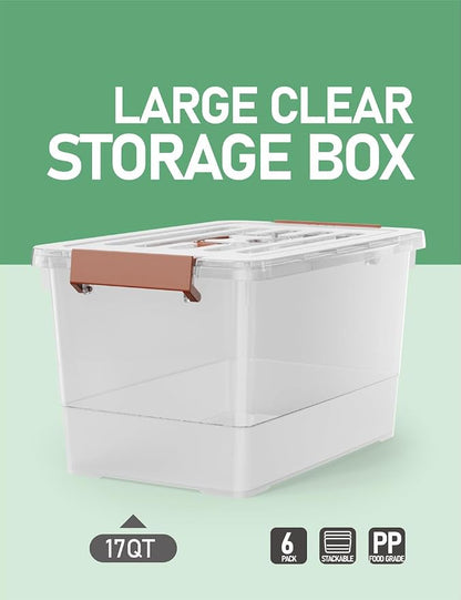 WYT 6 Pack 17qt Clear Plastic Storage Bin - Image 4