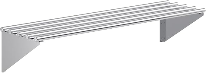 AmGood 14 in. x 48 in. NSF Stainless Steel Tubular Wall Shelf | Heavy-Duty by AmGood