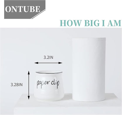 ONTUBE Farmhouse Paper Clip Holders, Ceramic Binder Clip Dispenser Organizer - Image 4