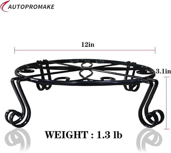 12"x3.1" Black Plant Stand for Flower Pot Heavy Duty Potted Holder Indoor - Image 3