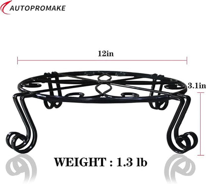 12"x3.1" Black Plant Stand for Flower Pot Heavy Duty Potted Holder Indoor - Image 3