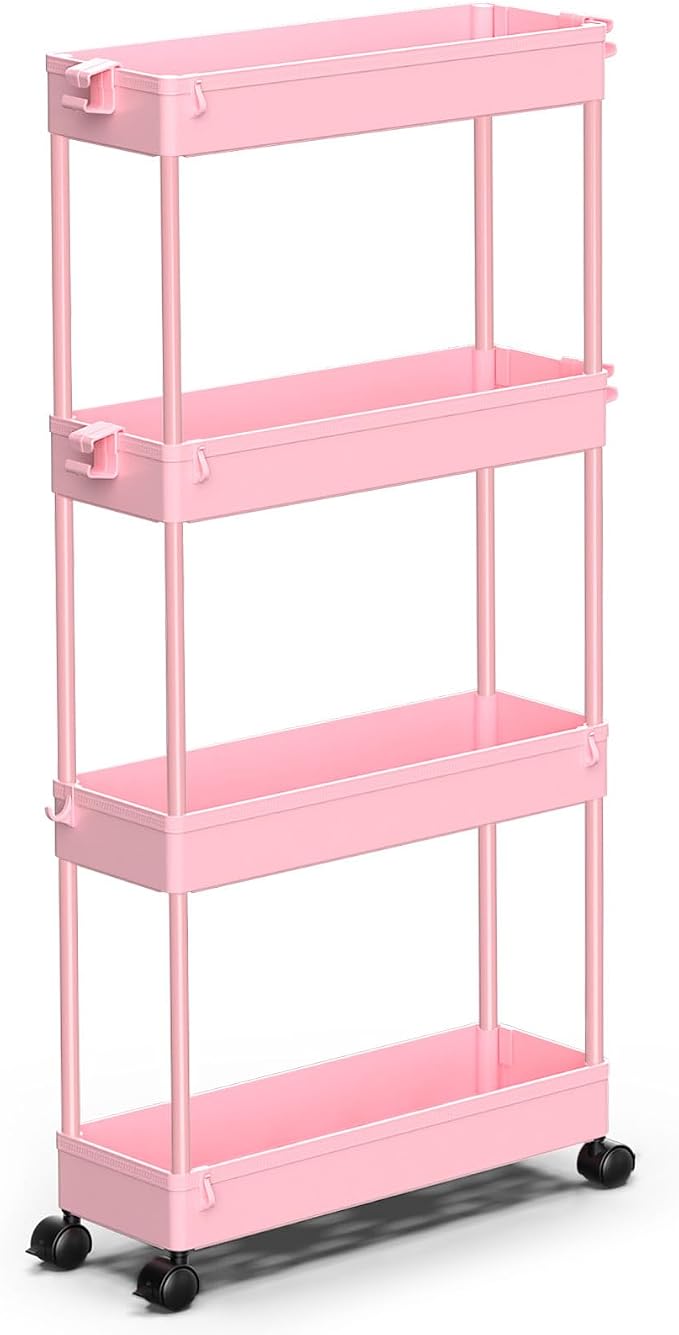 SPACEKEEPER Slim Rolling Storage Cart, 4 Tier Bathroom Cart Organizer, Mobile by SPACEKEEPER