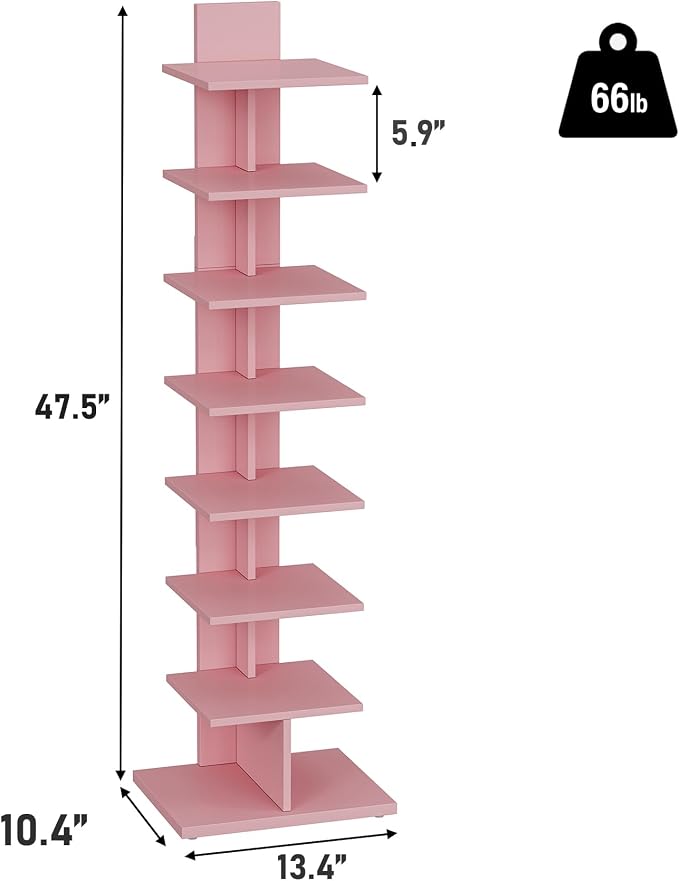 TUTOTAK Book Shelf, Narrow Spine Bookshelf, 8-Tier Bookcase - Image 2