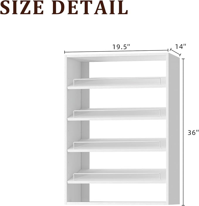 19.5" Wide Shoe Shelf Tower Modular Closet System, Shoe Storage Closet Tower - Image 2