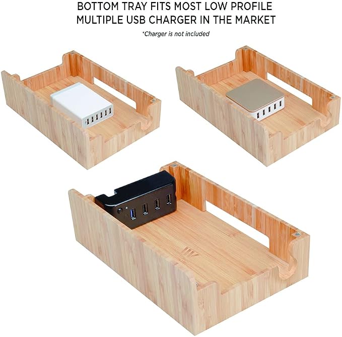 MobileVision Bamboo Charging Station & Multi Device Organizer Slim Version - Image 3