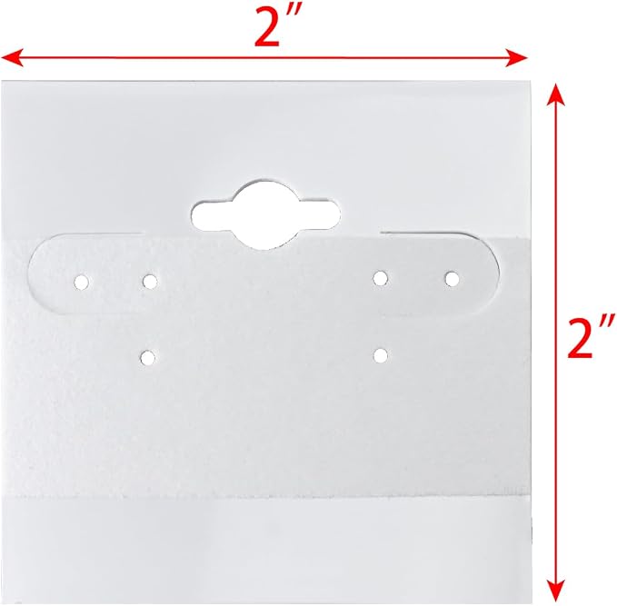 MOOCA Plain 2 x 2 in White Hanging Earring Cards, Velvet Plastic Display - Image 2