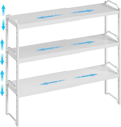 3 Pack Kitchen Cabinet Organizer Shelf, Stackable Expandable Shelves Organizers by X-cosrack