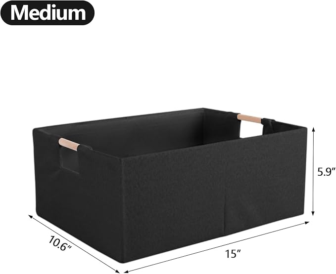 Fabric Storage Bin 3 Pack Foldable Cotton Linen Storage Basket - Image 3