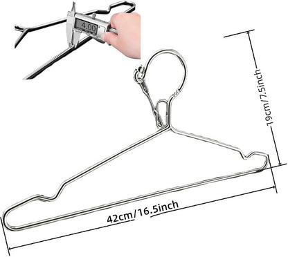 16.5” Wire Hanger 4mm Lockable Hangers 20Pack Stainless Steel Slim Thin Heavy - Image 2
