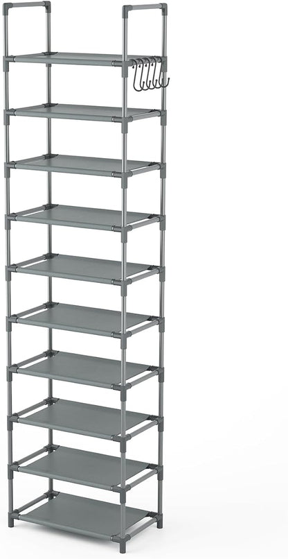 LANTEFUL 10 Tiers Tall Shoe Rack 20-25 Pairs Boots Organizer Storage Sturdy - Image 8