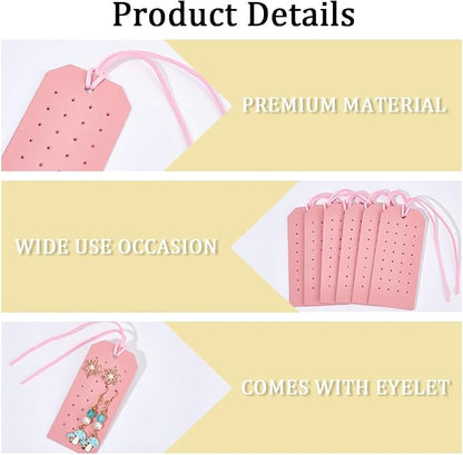 6Pcs Rectangle Pierced Stud Display Cards 32 Holes Portable PU Leather Earring - Image 6