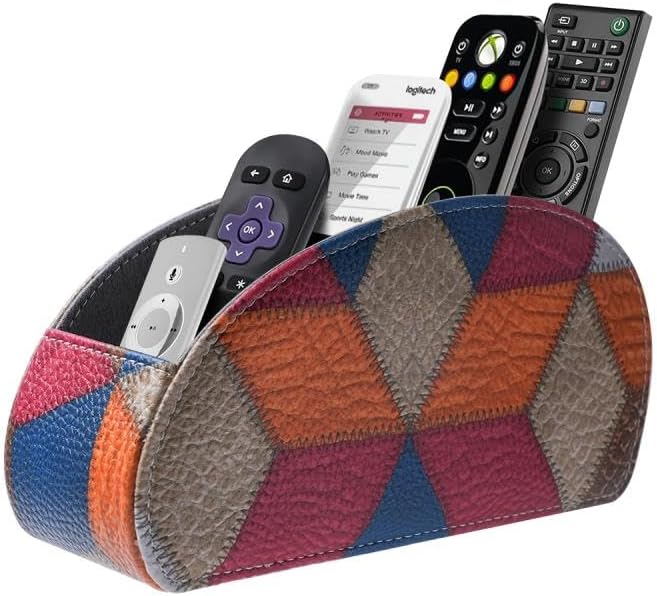 Remote Control Holder with 5 Compartments, PU Leather Remote Holder Compatible by WAYIFON