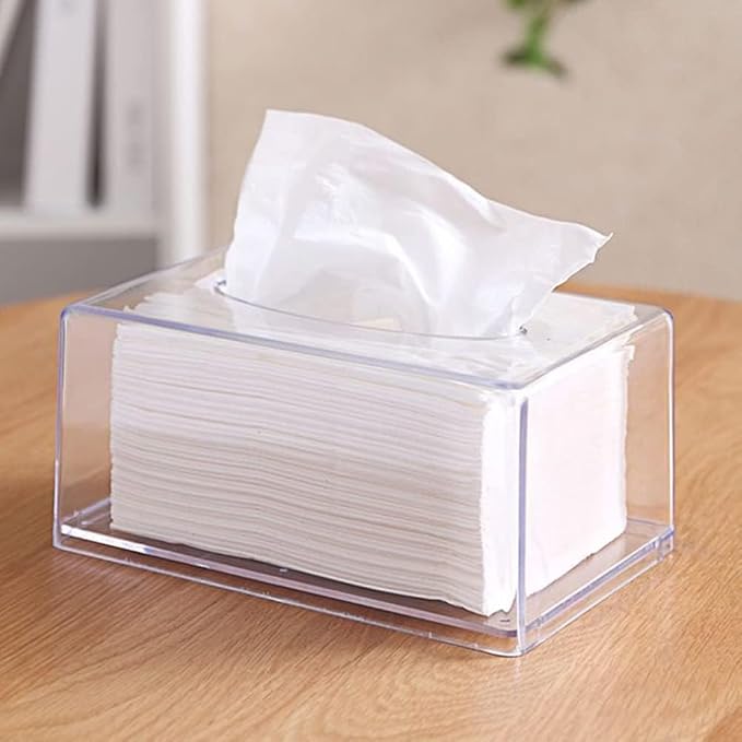 Acrylic Tissue Box Cover Rectangle, Dryer Sheet Holder, Plastic Napkin Organizer - Image 2