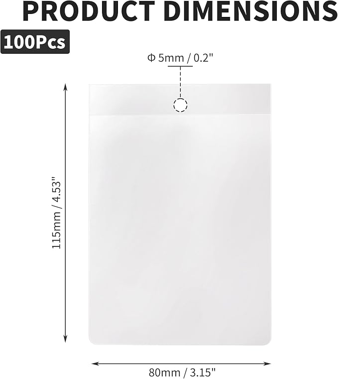 100 Pcs Clear Plastic Labels Tag Holders 8x11.5 cm Waterproof Hang Tags - Image 2