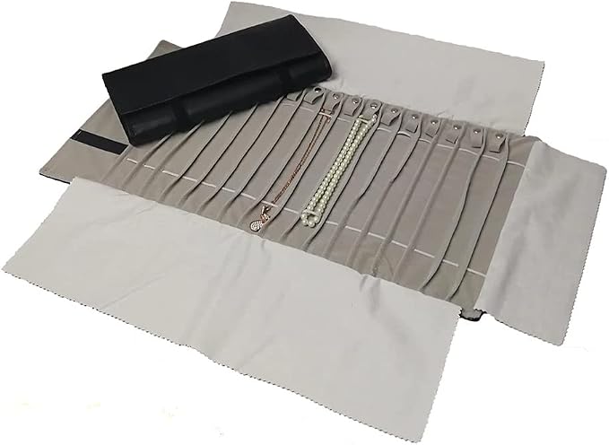 Portable Jewelry Roll Untangled Secure Necklace Travel Storage Bag Displays by SCIKHEFT