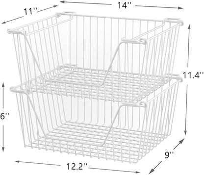 Slideep 14'' Large Metal Wire Storage Organizer Bin Basket Farmhouse Decor - Image 4