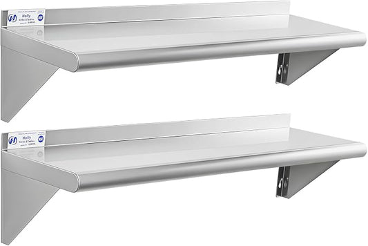 Hally Stainless Steel Shelf Wall Mounted Metal Shelf Wall Shelf 10 x 36 NSF by HallySinksTablesH