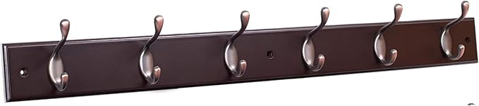 BIRDROCK HOME Oval Hook Coat and Hat Rack | 6 Hooks| Wall Mount | Brown Finish by BIRDROCKHOME