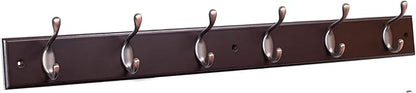 BIRDROCK HOME Oval Hook Coat and Hat Rack | 6 Hooks| Wall Mount | Brown Finish by BIRDROCKHOME