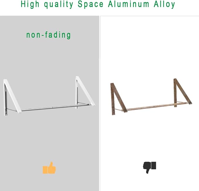Laundry Room Drying Rack Wall Mounted Clothes Hanger Folding Wall Coat Racks - Image 4
