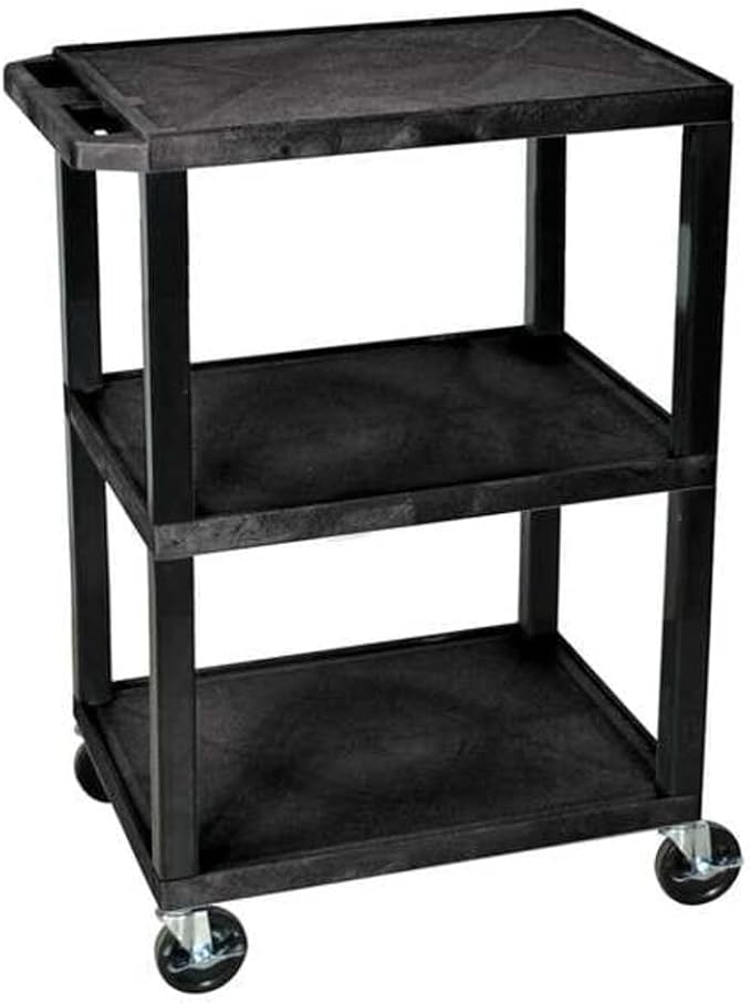 Sim Supply Utility Cart with Lipped Plastic Shelves: 300 lb Load Capacity by LuxorWorkspaces