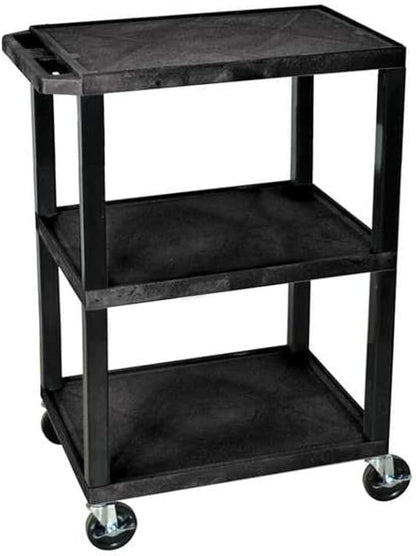 Sim Supply Utility Cart with Lipped Plastic Shelves: 300 lb Load Capacity by LuxorWorkspaces