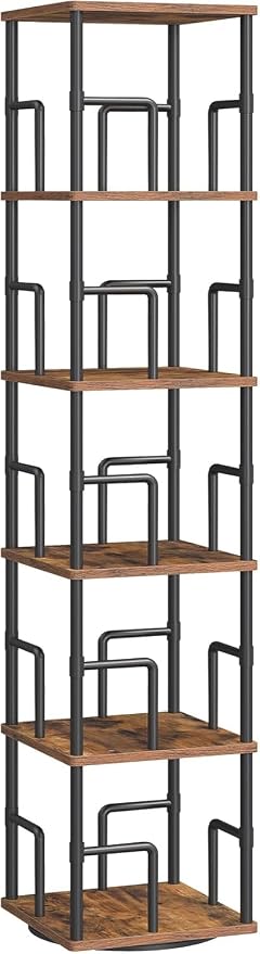 MAHANCRIS 5-Tier Rotating Bookshelf, Freestanding Corner Bookshelf, 360° - Image 8