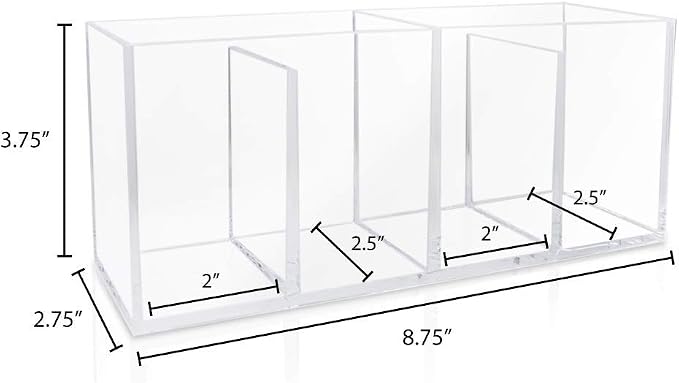 Isaac Jacobs 4-Compartment Clear Acrylic Organizer- Makeup Brush Holder- - Image 4