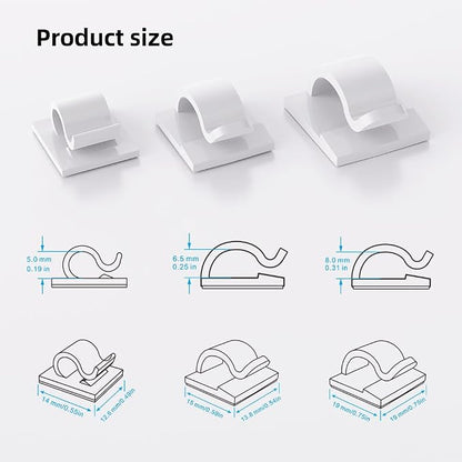 100 PCS White Adhesive Cable Clips Cord Organizer, Wire Holder - Image 3