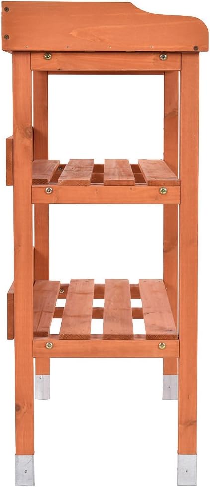New Outdoor Garden Wooden Potting Bench Work Station Table Tool Storage Shelf - Image 6