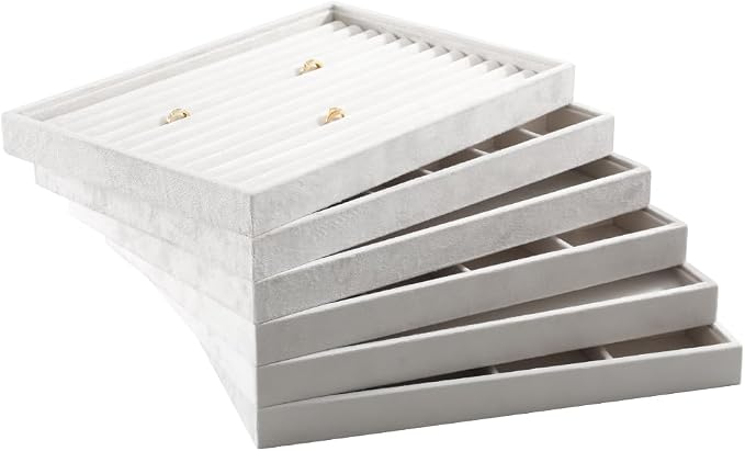 Velvet Stackable Jewelry Display Tray, 12 Grid Watch Bangle Bracelet Storage - Image 9