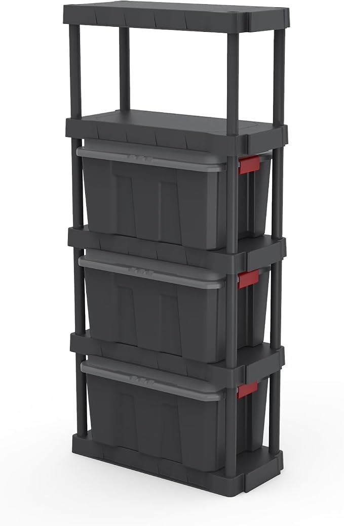 5-Tier Black PP Storage Shelf 30×13.88×68.8in 350lbs Garage Basement Closet | - Image 4