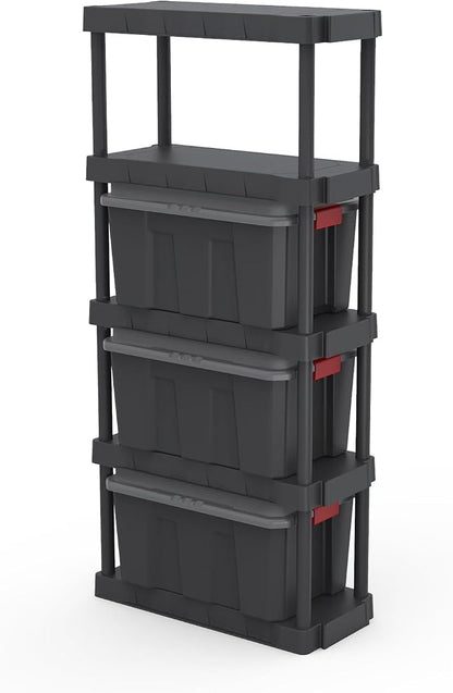 5-Tier Black PP Storage Shelf 30×13.88×68.8in 350lbs Garage Basement Closet | - Image 4