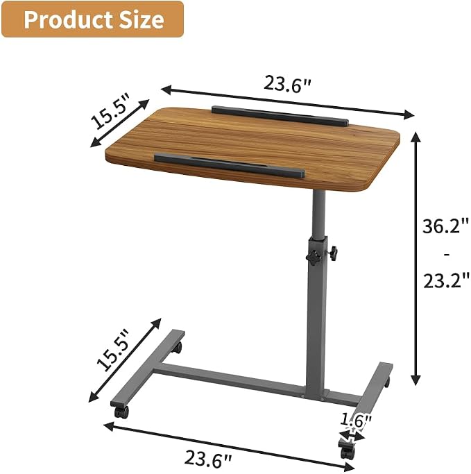 Laptop Lap Desk, Mobile Adjustable Overbed Bedside Table - Image 3