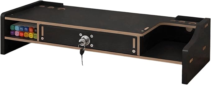 Desktop Computer Elevated Stand 48.8x20x10.5cm, Wooden Monitor Riser by Unknown