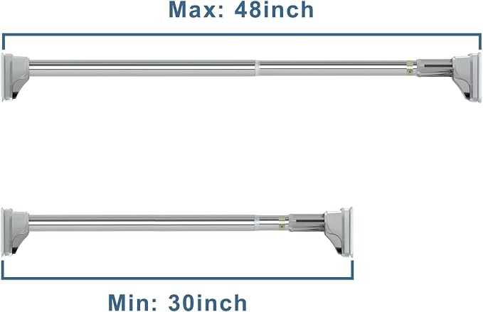 Stainless Steel Adjustable Closet Rod, No-Drill Installation, Heavy-Duty - Image 2