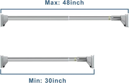 Stainless Steel Adjustable Closet Rod, No-Drill Installation, Heavy-Duty - Image 2