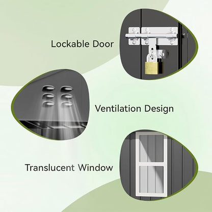 COMHOMA Shed Storage Outdoor Metal Windowed Lockable Garden Toolhouse - Image 7