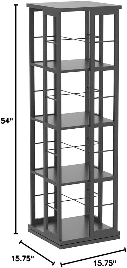 Aheaplus Rotating Bookshelf, Corner Bookshelf, 360 Display Wood Spinning - Image 3