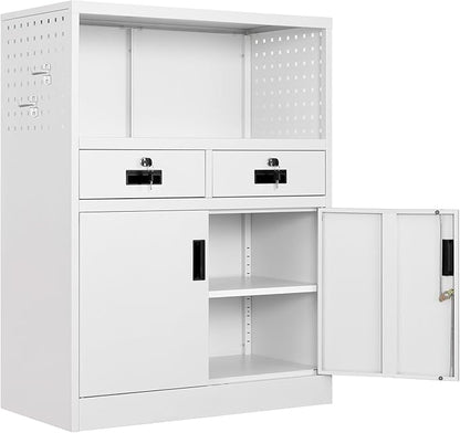 Yizosh Locking Cabinet with 2 Drawers, Metal Storage Cabinet with Locking Doors by Yizosh